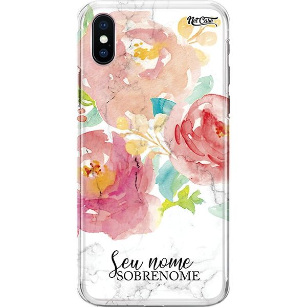 Capa Silicone NetCase Chapada Nome Rosas em Aquarela