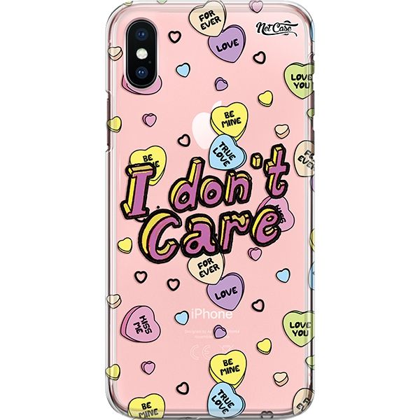 Capa Silicone NetCase Transparente Corações I Don't Care