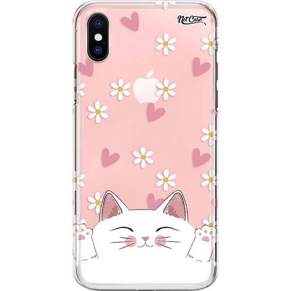 Capa Silicone NetCase Transparente Cat and Daisies