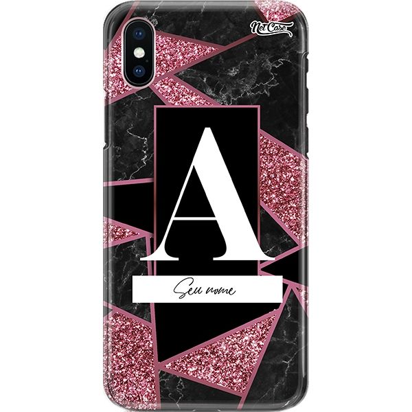 Capa Silicone NetCase Chapada Nome Pink Triangles On Black Marble