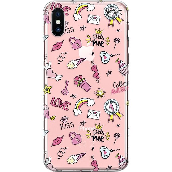 Capa Silicone NetCase Transparente Patches Girls PWR