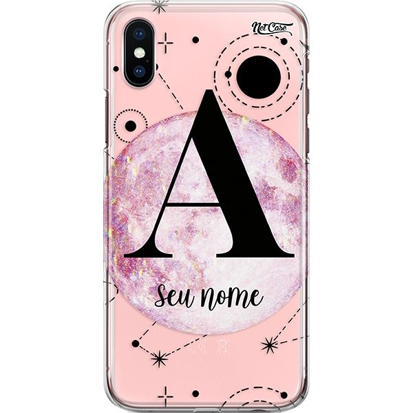 Capa Silicone NetCase Transparente Nome Pink Planet