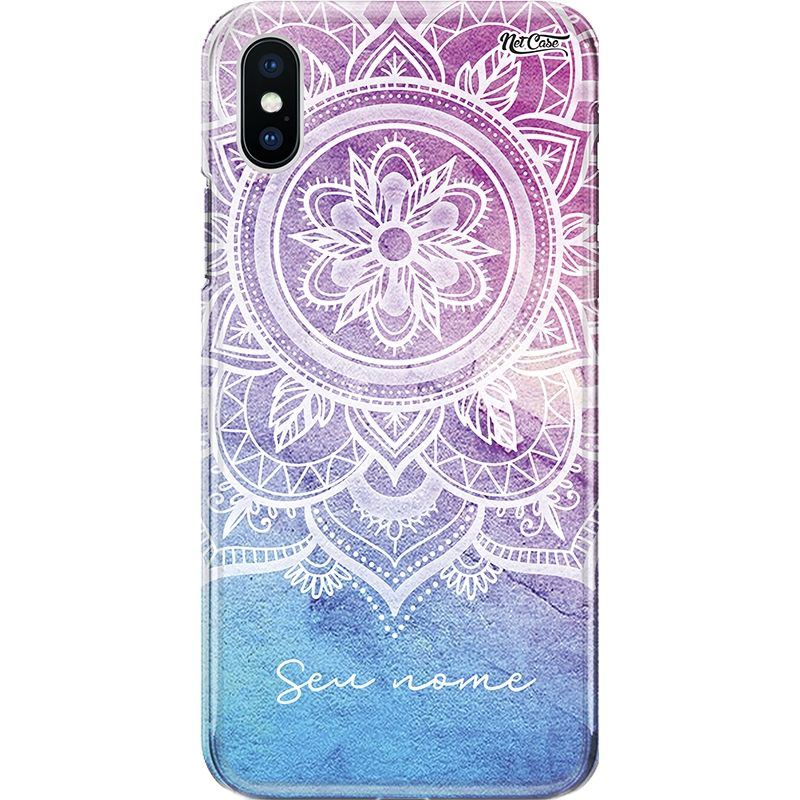 Capa Silicone NetCase Chapada Nome Mandala Renda Lilás e Azul