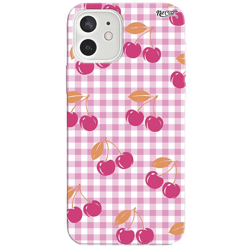 Capa Silicone NetCase Chapada Quadriculada Cerejas Pink