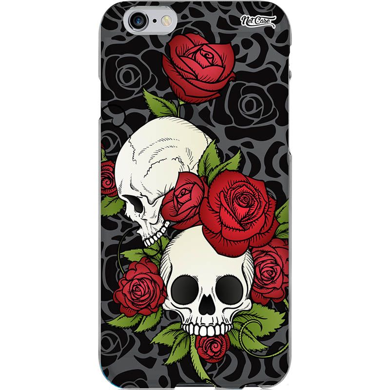 Capa Silicone NetCase Chapada Crânios Rosas Vermelhas