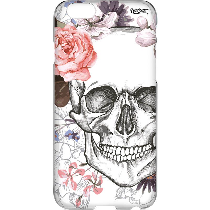 Capa Silicone NetCase Vazada Skull Drawing With Flowers