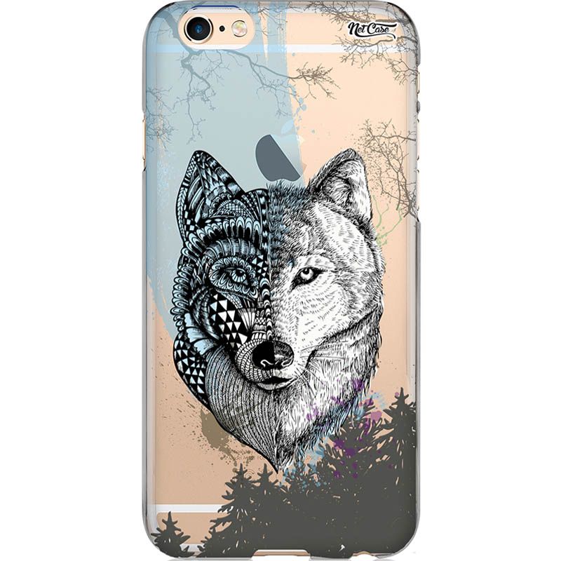 Capa Silicone NetCase Vazada Lobo Mandala Meio a Meio