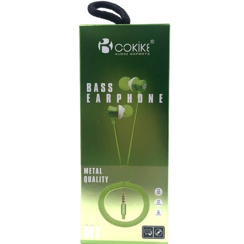 Fone de Ouvido Cokike Tipo Mola M1 Bass Earphone - Verde