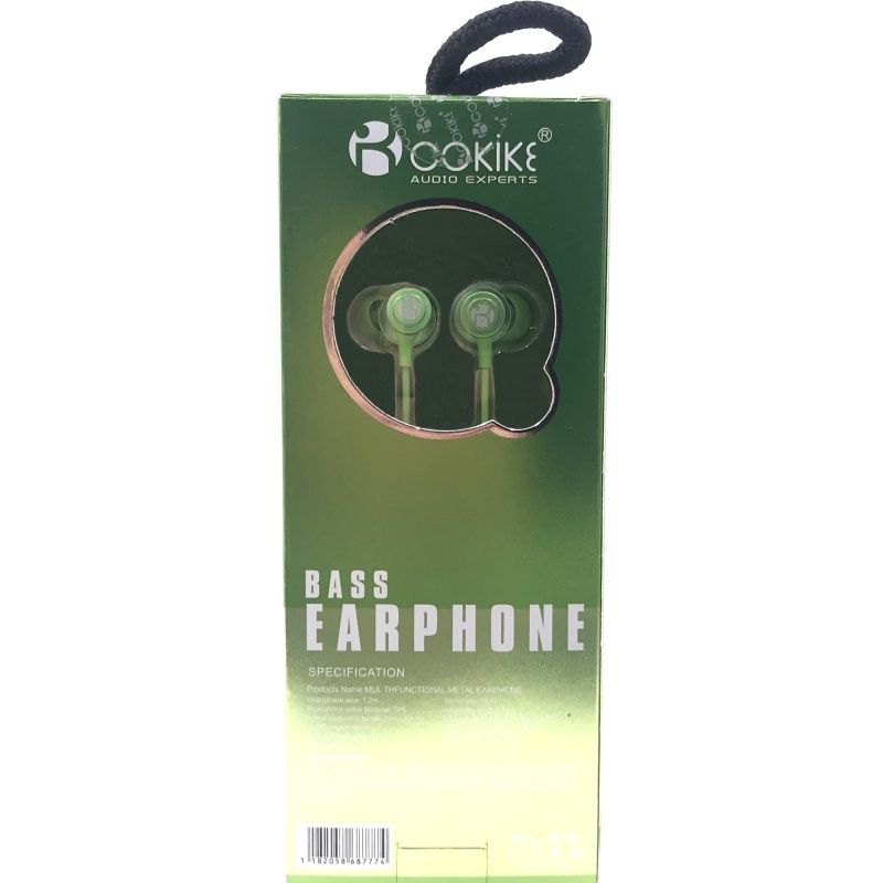 Fone de Ouvido Cokike Tipo Mola M1 Bass Earphone - Verde