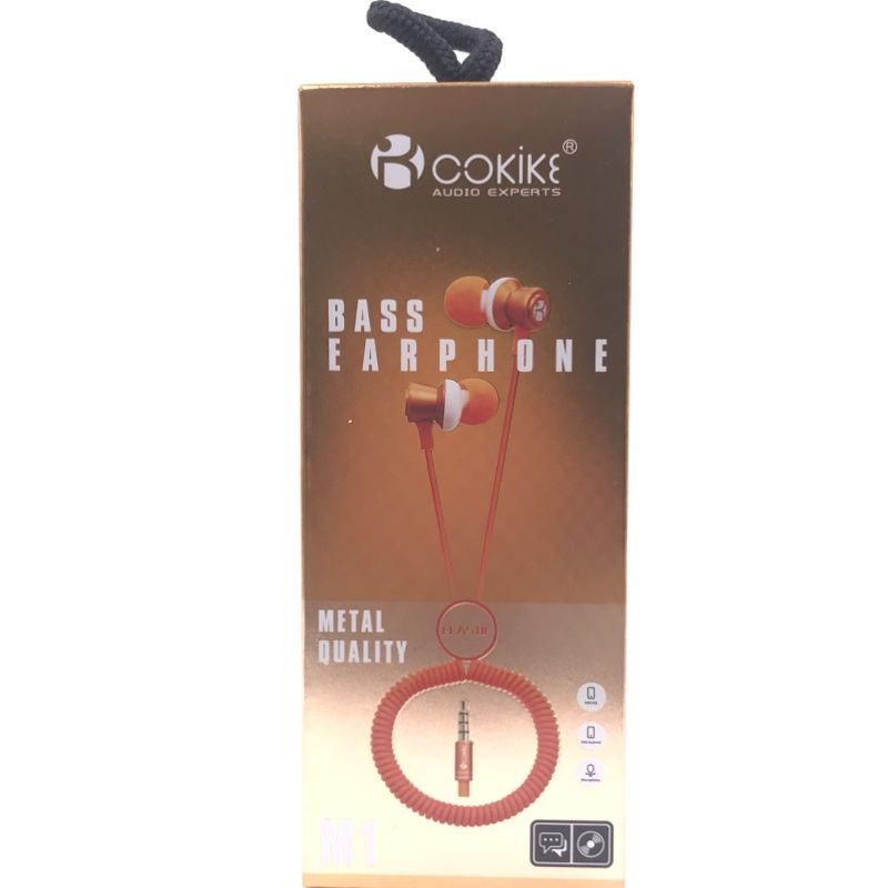 Fone de Ouvido Cokike Tipo Mola M1 Bass Earphone - Coral