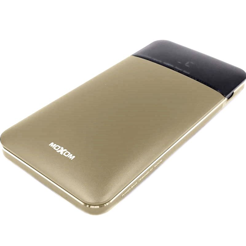 Bateria Extra Portátil Universal Power Bank Moxom MI-9 Dual Usb - 10000mAh - Dourado