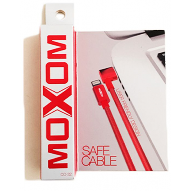 Cabo de Dados Flexível Metalizado Usb Moxom CC-32 - 1 Metro - Para Usb Lightning (IPhone) - Vermelho