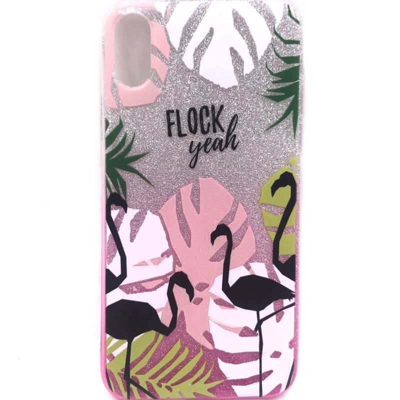 Capa Glitter Desenhos - Flamingos Flock Yeah