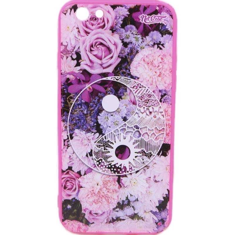 Capa NetCase Acrílica Fosca Chapada Floral Yin-Yang para IPhone 6/6S