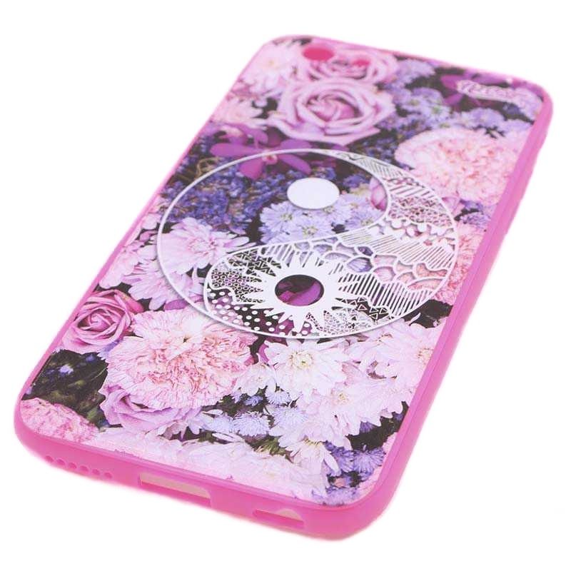 Capa NetCase Acrílica Fosca Chapada Floral Yin-Yang para IPhone 6/6S