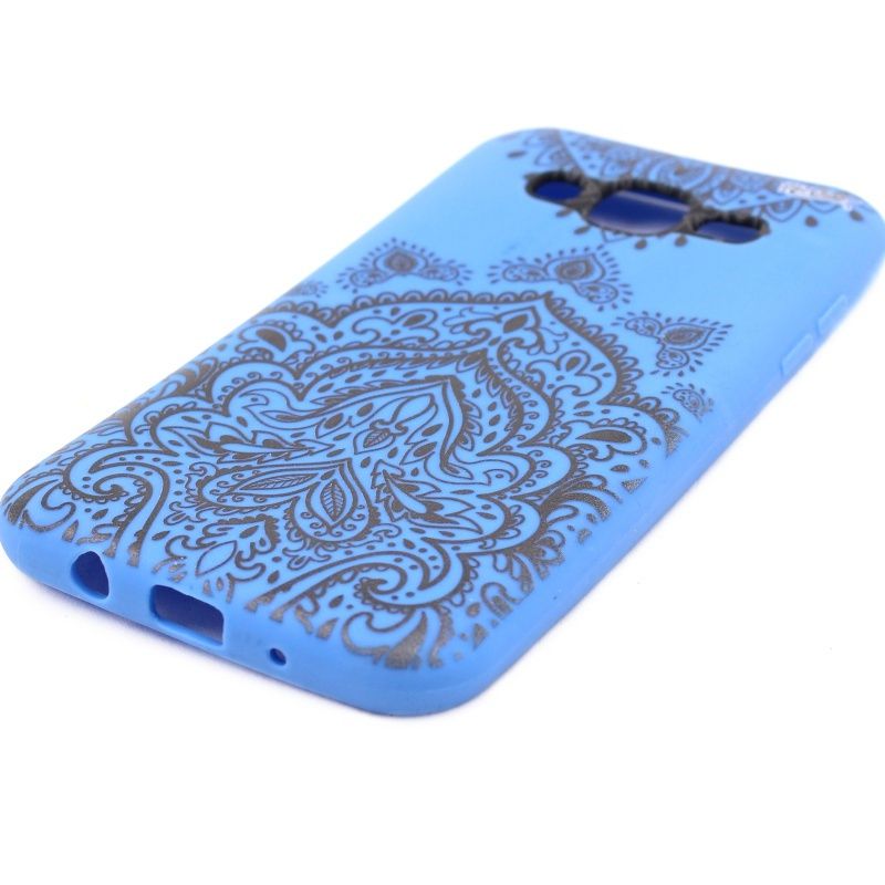 Capa Netcase Borracha para Samsung Galaxy J5 - Mandala Black & White Azul