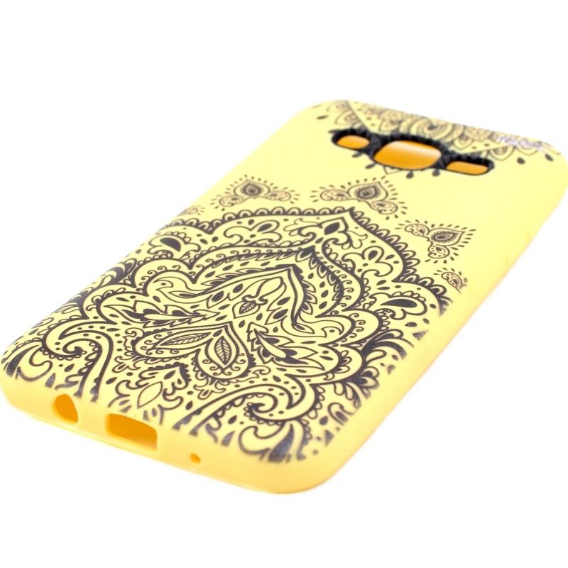 Capa Netcase Borracha para Samsung Galaxy J5 - Mandala Black & White Amarelo