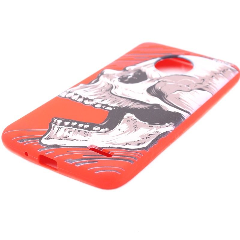 Capa Netcase Borracha para Motorola Moto E4 - Skull Laughing Vermelho