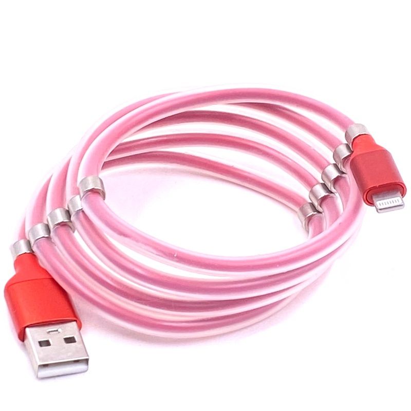 Cabo de Dados Organizador Magnético Usb Lightning - 1 Metro - Vermelho