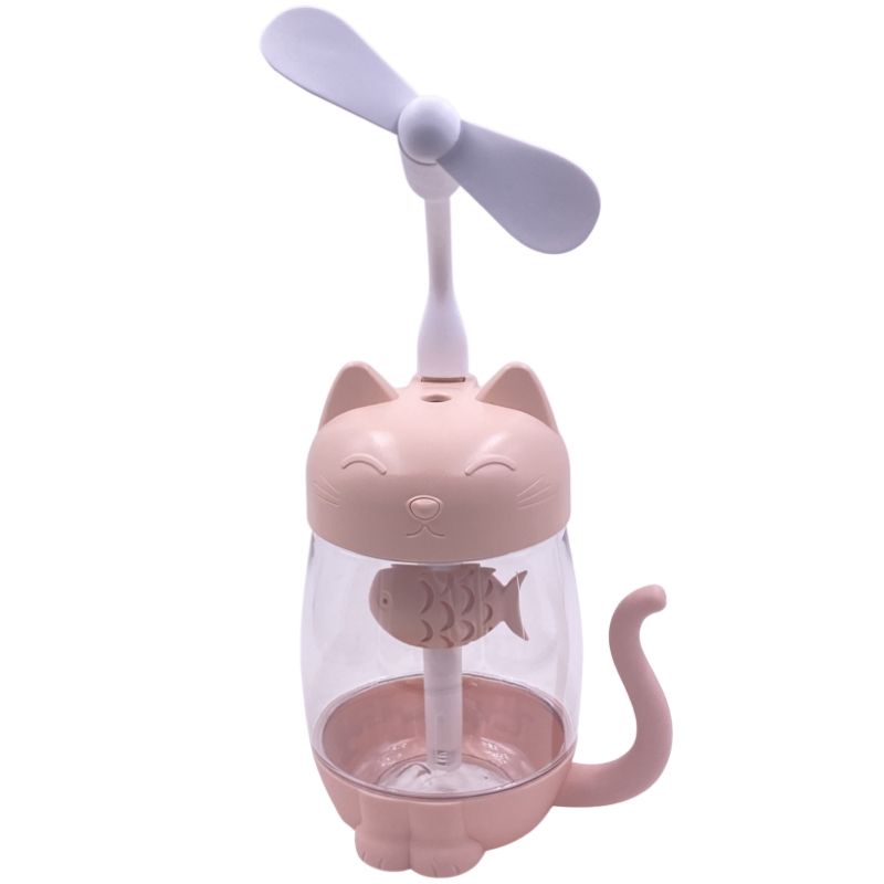 Umidificador e Aromatizador Usb Led/Ventilador - Kitty Humidifier 3in1 Jiaxi - Rosa