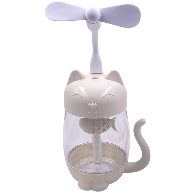 Umidificador e Aromatizador Usb Led/Ventilador - Kitty Humidifier 3in1 Jiaxi - Branco