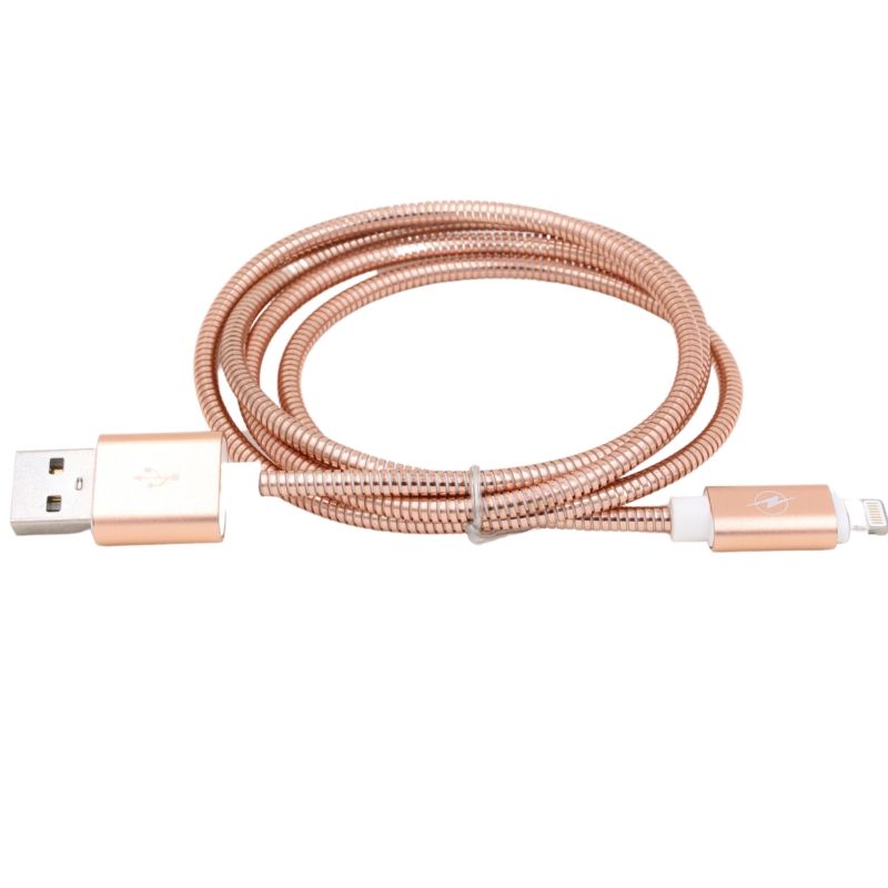 Cabo de Dados Flexível Metalizado Usb Fancy CA-02i - 1,2 Metros - Para Usb Lightning (IPhone) - Bronze