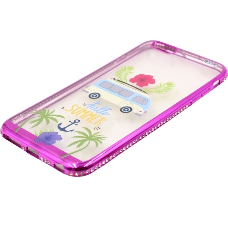 Capa Netcase Metálica com Strass Flexível - Kombi: Hello Summer Pink