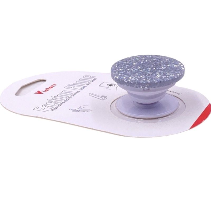 Suporte Pop Socket Brilho - Glitter Prata