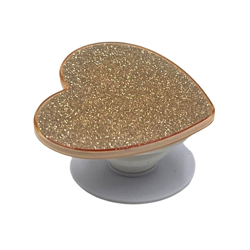 Suporte Pop Socket Coração Glittter 3in1 - Dourado