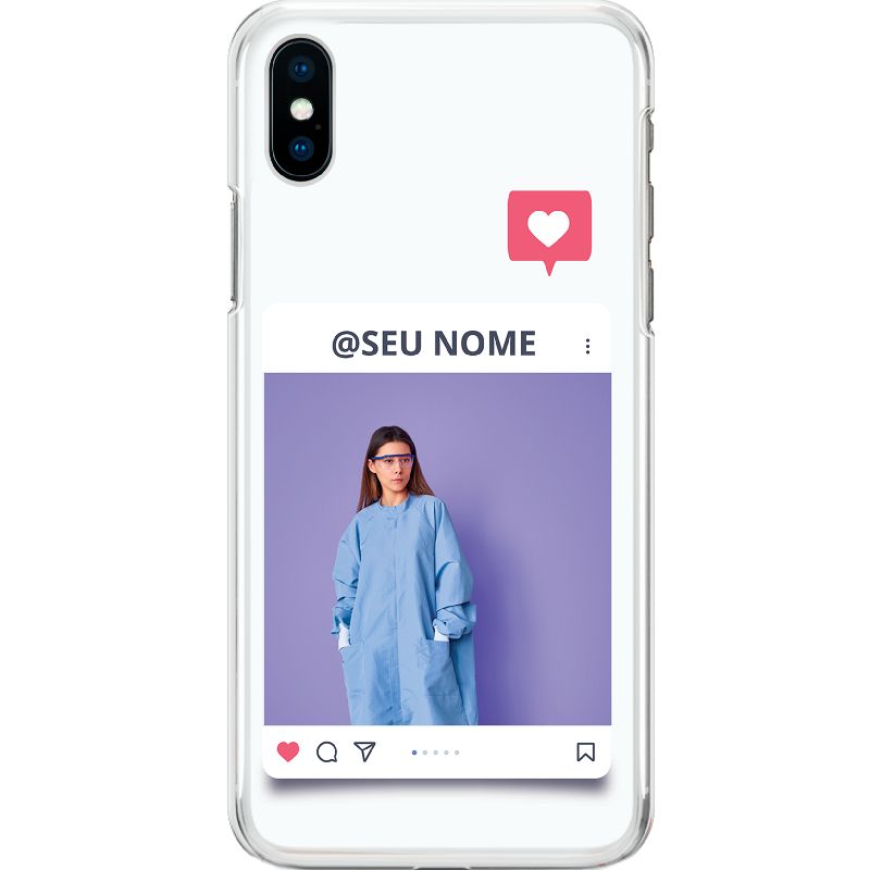 Capa Silicone NetCase Transparente Nome Letra de Imprensa IG Coração - Personalize Com Sua Foto