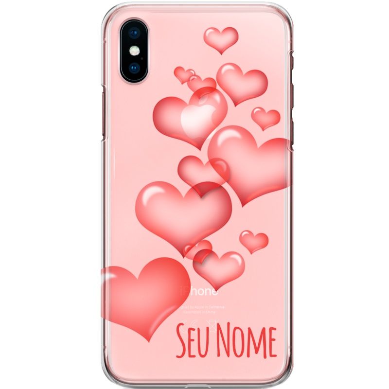 Capa Silicone NetCase Transparente Nome Coleção Corações - Red Balloon Hearts 