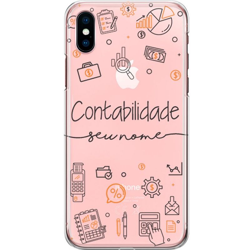 Capa Silicone NetCase Transparente Nome Profissão Contabilidade