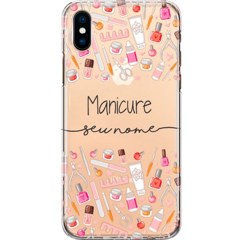 Capa Silicone NetCase Transparente Nome Profissão Manicure