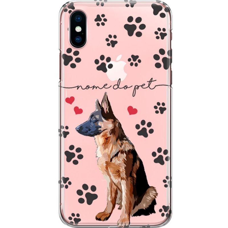 Capa Silicone NetCase Transparente Nome Coleção Pets - Pastor-alemão