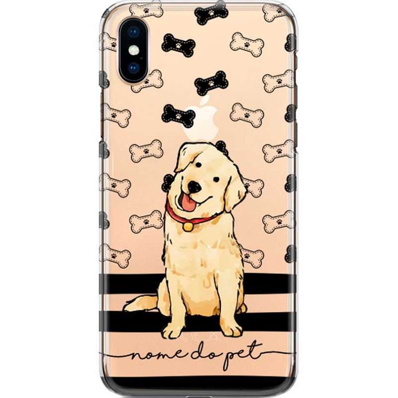 Capa Silicone NetCase Transparente Nome Coleção Pets - Golden retriever